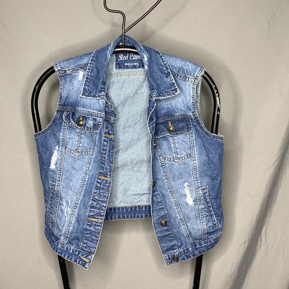SOLD Red Camel Medium Wash Jean Vest Size Large